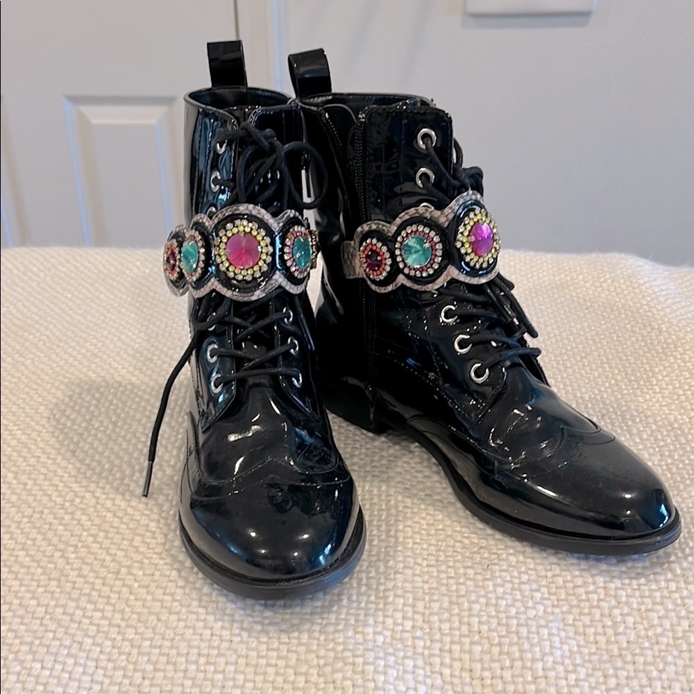 Betsey Johnson Dexter Embellished Black Ankle Boots